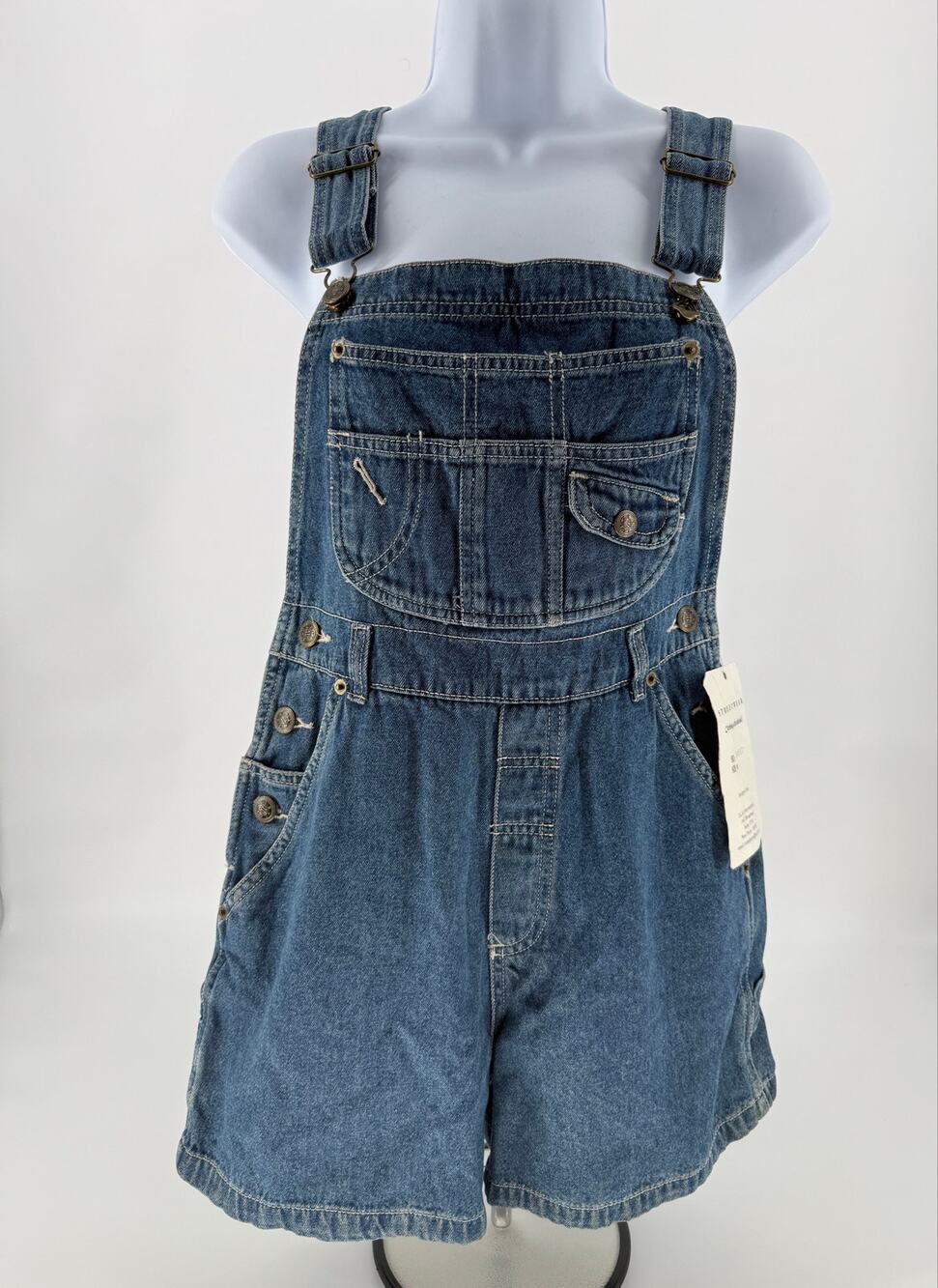 Streetwear LA Denim Short Overalls Women’s Blue Bib Dungarees Adjustable NWT